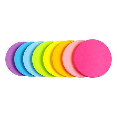 Round Sticky Notes 8 Color Bright Colorful Sticky Pad 75 Sheets/Pad Self-Sticky Note Pads