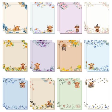 Janlaugh 24 Pads 1440 Sheets Highland Cow Sticky Notes Sticky Memo Pads Self Stick Cute Cow Office Supplies Cow Party Favors Adhesive Notepad for Journal Gift 3 x 4 in(Multicolor, 24 Pads)