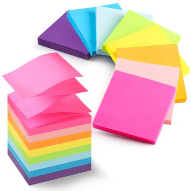 (24 Pads) Pop-up Sticky Notes 3x3 Inches, 8 Bright Colors Super Sticky Notes, Clean Removal, Recyclable, 84 Sheets/pad
