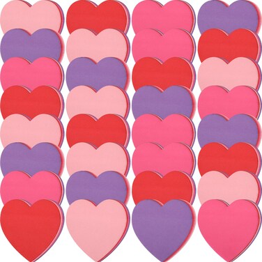 Kosiz 100 Heart Shaped Sticky Notes Self Adhesive Pastel Heart Notepads Heart Sticky Notes 70 x 70mm Cute Notes Memo for Valentine's Day Office, Red, Pink, Purple, Peach