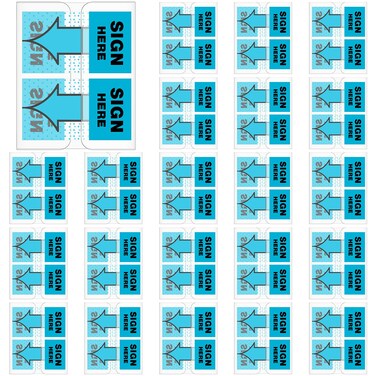 Jutom 25 Pack/ 1250 Pcs Sign Here Tabs 1 Inch Sign Here Stickers Sign Here Post Flags Date Sign Stickers with Dispenser Arrow Flag Easy to Post for Office Book Annotation Kit(Blue)
