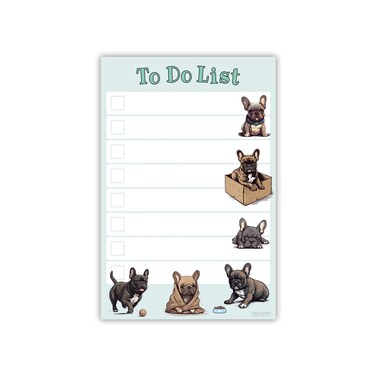 French Bulldog Puppies Sticky to Do List Notepad - Kawaii Dog Sticky Notes Stationary School Supplies for Frenchie Mom   French Bulldog Gifts for Frenchie Lovers   4" x 6" 50 Pages