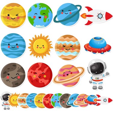 Dunzoom 12 Pack 12 Pack Outer Space Sticky Notes, 2.76-3.35 Inches Galaxy Self Sticky Notepads Solar System Planet Astronaut Memo Gift for Office School Supplies Student Kids Birthday Party Favors