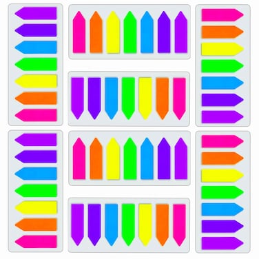 Sticky Notes Flags 1120 Pcs, 7 Color Index Tabs Index Flag Bright Colors Page Index Stickers Translucent Page Makers for Page Bookmarks (Arrows)