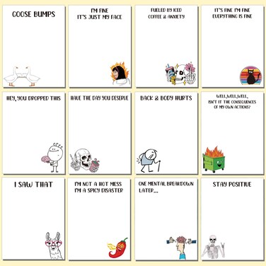 Mooliwe 12 Pcs Funny Nurse Sticky Notes Sarcastic to Do List Notepad Cute Self Adhesive Nurse Notepad Office Supplies for Writing Notes Schedules Diary Lists Coworkers Gifts, 3 x 4 Inch(Cute Style)