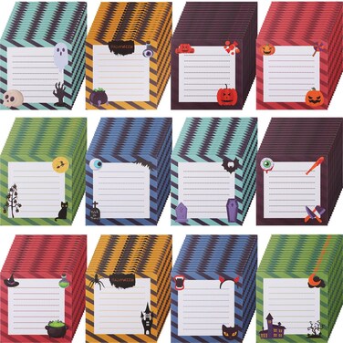 Yexiya 120 Pcs Halloween Sticky Notes Pumpkin Weird Spooky Sticky Notepad Self Adhesive Fun Sticky Notes Kawaii Removable Notes Page Markers for Home Office Supplies, 2.8 x 2.8 Inch, 12 Styles