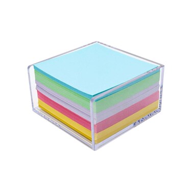 Mogoostry Sticky Note Holder Non-Sticky Notes 3 x 3 Crystal Clear Acrylic Desk Notepad Holder Sticky Note Dispenser 5 Color Non-Stick Note Pads Desk Organizer