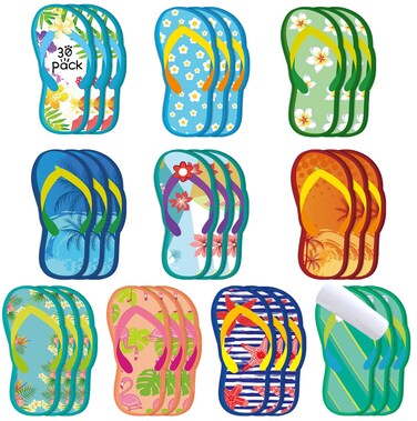 30 Packs 600 Pages Hawaiian Party Favors Sticky Notes Hawaiian Luau Themed Sticky Notes Cute Tropical Notes Pads Fun Hawaiian Luau Party Decoration Favors for Adults, 10 Styles(Flip-Flops Style)