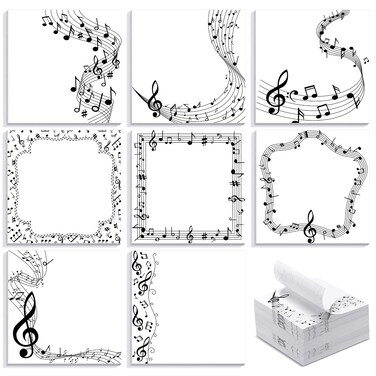 TaoBary 32 Pack 3 x 3 Inch Music Themed Sticky Notes Sticky Note Pads Music Party Favor Music Teacher Supplies Musical Notes Message Reminder Pads for Office Supplies