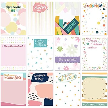 12 Pieces Appreciation Sticky Notes 3 x 4 Inch Fun Motivational Inspirational Positive Modern Cute Encouragement to Do List Notepad for Shopping List Study Planner 30 Sheets Each(Sweet Style)