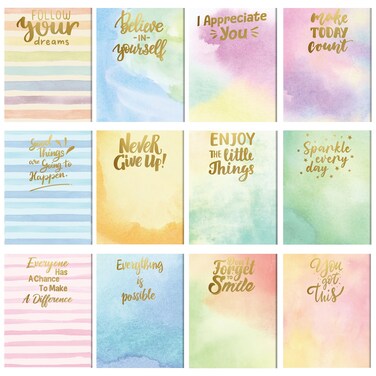 12 Pieces Appreciation Sticky Notes 3 x 4 Inch Fun Motivational Inspirational Positive Modern Cute Encouragement to Do List Notepad for Shopping List Study Planner 30 Sheets Each(Dreamy Style)