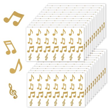 672pcs Musical Note Stickers, 4 Designs Waterproof Music Notes Stickers Self-Adhesive Music Note Stickers Perfect Decoration Envelope Notebook Greeting Card(Gold)