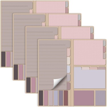 Feifeiya 4 Sets Sticky Notes Set Colored Sticky Note Pads Note Book Dividers Tabs for Bible Study Supplies College School Essentials Classroom Office Stationery, 1640 Sheets Totally(Colorful)