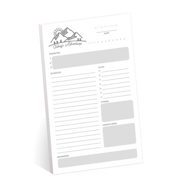 Gotcha Covered Notebooks Today's Adventure To Do Daily Pad / 6" x 10" Sticky Note Fill-in Task List/Gray Sticky Note Productivity Pad/Made In USA