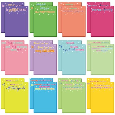 Teling 24 Pcs Inspirational Sticky Notes First Day of School Note 3 x 4 Inch Rainbow Appreciation Spanish Sticky Notes Motivational Memo Pads Employee Appreciation Gifts(Thankful)