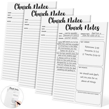 Church Notes Notebook 5.5 x 8.5 Inch Tear Away Sermon Note Journal Christian Sticky Pads Religious Sticky Notepads Church Note Taking Supplies(10 Pcs)