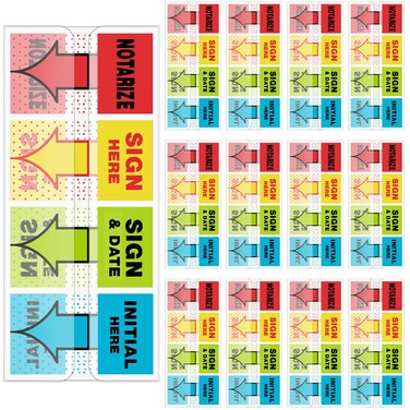 PerKoop 16 Boxes Sign Here Notarize Initial Here Sign and Date Sign Here Tabs Sign Here Stickers Sign Here Flags for Office School Students Notebook Annotating Books Notary Books, 100 Pcs Each Box