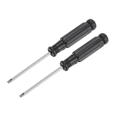 uxcell Mini Slotted Screwdriver, 2.5mm Flat Head with Black Handle for Small Appliances, 2 Pcs