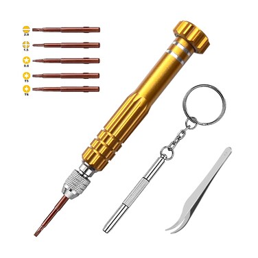 5-in-1 Eyeglass Repair Kit, 3in1 Multifunctional Small Screwdriver Set, Phone Repair Kit, Premium Screwdriver Tools Kit for Repairing Sunglasses, Watches, Electronic Products, Toys (Golden)