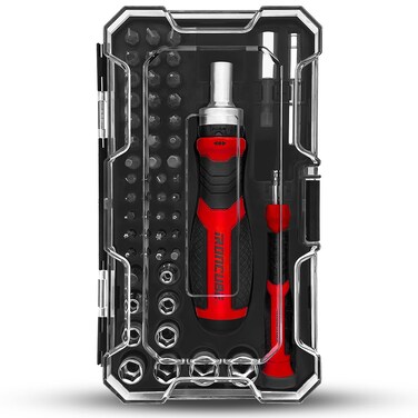 IRONCUBE Multi Ratcheting Screwdriver Set: 56 IN 1 Magnetic Bits &amp; Sockets with Case for Emergency Use At Home