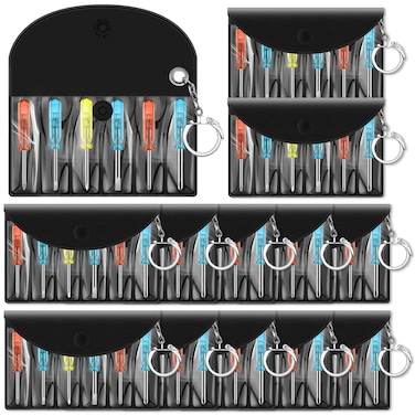 Frienda 12 Set Mini Screwdriver Keychain Set Bulk Mens Gifts Includes 6 Mini Screwdrivers in a Portable Pouch with Snap and Hook Mini Hand Tool Gifts Christmas Adults Party Favors for Men