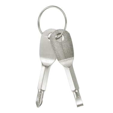 HARFINGTON 2pcs Portable Key Chain Screwdriver PH1 Phillips 4.8mm Slotted CR-V Multifunction Mini Key Screw Driver Set with Key Ring for Daily Maintenance, Camping, Outdoor, Silver
