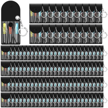 Jutom 10 Set Mini Screwdriver Keychain Set Bulk Includes 3 Mini Screwdrivers in a Portable Pouch with Snap with Hook for Men Christmas Gifts Tool Birthday Party Favors