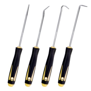 MECCANIXITY O-Ring Pick and Hooks 4in1 Set 165mm Oil Seal Gasket Precision Screwdriver Puller Remover Tool, Yellow