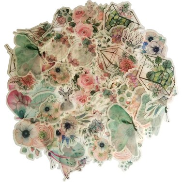Kawaii Washi Sticker Set Floral Butterfly Gardening Flower Stickers for Scrapbooking DIY Arts Craft Journal Planner Diary Album Letter Gift Wrapping Envelope Card Making