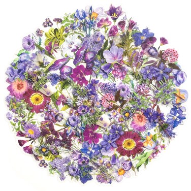 Yoksas Nature Purple Flower Stickers - 100 Pcs Aesthetic Clear Floral Stickers for Scrapbooking, Journaling, Retro Art, Resin Crafts