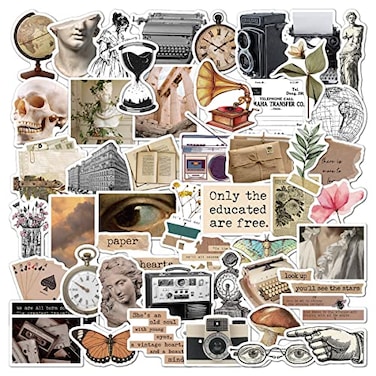 Maxleaf Old Times Vintage Stickers Scrapbook Supplies, Maxeaf 50PCS Nostalgia Retro Stickers for Planner Scrapbooking Laptops Art Journaling Gift Wrapping