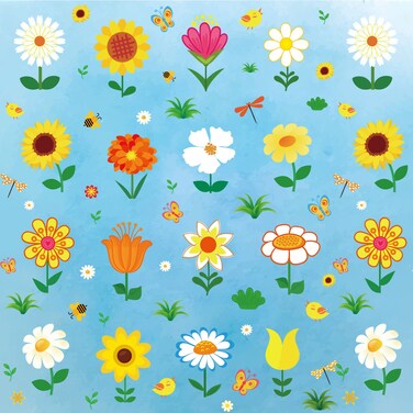 Pajean 480 Pieces Spring Flower Stickers for Kids Self Adhesive Multicolored Flowers Stickers Teachers Flowers Plant Planner Scrapbooking Book Stickers for Easter Spring Theme Party(Bright Style)