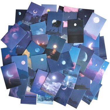 Kawaii Washi Sticker Set Bright Night Moon Decoration Stickers for Scrapbooking Journaling Arts Crafts Planner Album Diary Book Notebook Water Bottle Guitar Letter Card