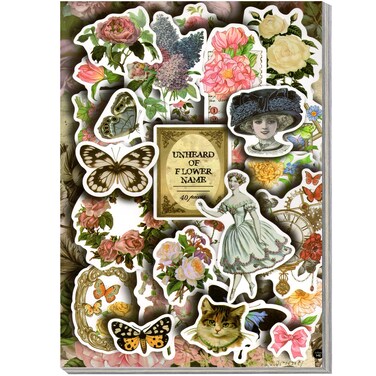 K Kattone 418 PCS Washi Stickers Book &amp; Scrapbook Paper, 40 Sheets Vintage Aesthetic Scrapbook Stickers Set Ephemera for Scrapbooking Junk Journal Bullet Journaling Supplies Daily Planner DIY Craft