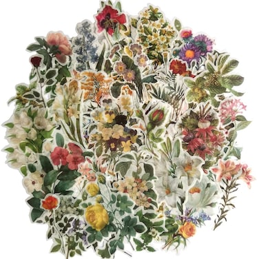 Scrapbooking DIY Sticker Pack Floral Flower Branch Bouquet Plant Stickers for Scrapbook Water Bottles Journaling Planners Laptop Diary Invitation Card Envelope Art Crafts Gift Wrapping