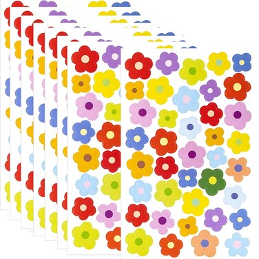 12 Sheets Cute Mini Small Flower Stickers for Scrapbooking 468Pcs Colorful Self-Adhesive Decals for Kids Girls DIY Art Crafts