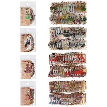 RISYPISY Transparent People Sticker, Set of 120, Vintage Women Stickers, Fashioned Girls Sticker for Journaling, Scrapbooking, Junk Journal Supplies