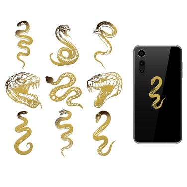 OLYCRAFT 9pcs 1.6x1.6 Inch Snake Pattern Metal Stickers Metal Gold Stickers Self-Adhesive Picture Stickers Self Adhesive Gold Stickers Decorate Sticker for Scrapbooks Phone Water Bottle Decor