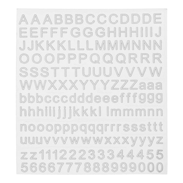 MECCANIXITY Alphabet Letters Number Resin Stickers 3D Small A to Z 1 to 9 Silver Mini Metallic Sparkle Alloy Sticker for Resin Nail Scrapbooking
