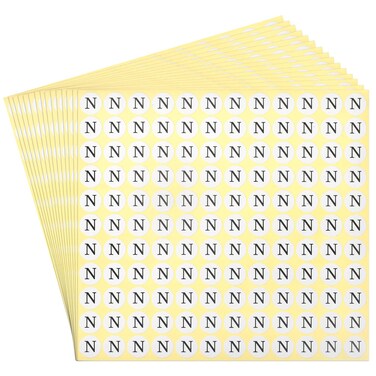 MECCANIXITY Round Alphabet Letter Stickers 30 Sheet 3960pcs Letter N Small Round Stick Letter Labels Self Adhesive for Scrapbooking Crafts