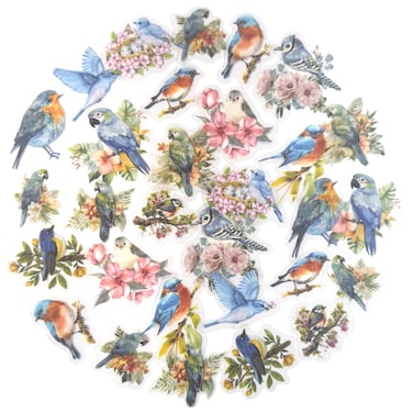 Doraking 30PCS Blue Bird Stickers Waterproof Decals for Aesthetic Diary Paper Junk Journal Laptop Scrapbooking Stationery Sticker for Adults Kids Aesthetic Crafts Art Supplies Gift