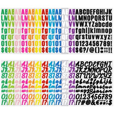 24 Sheets Self Adhesive Vinyl Letters Numbers Kit, Mailbox Numbers Stickers Waterproof Letter Stickers Sticky Address Number DIY Number Letter Decal for Window Door Car Guitar, 12 Colors(Fresh Style)