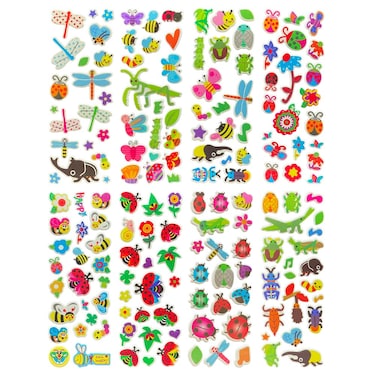 SIX VANKA 3D Puffy Stickers for Kids, 8 Different Sheets Including Insects Sticker for Boys and Girls