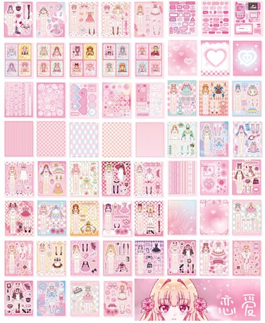 60 Sheets Scrapbook Stickers Cute Kawaii Make a Face and Dress Up Stickers for Girls Boys DIY Dress Up Arts and Craft Kit Scrapbooking Journaling Junk Journals Collage