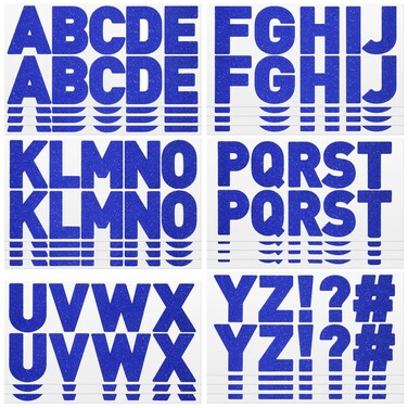 Harloon 232 Pcs 24 Sheets Large Glitter Letter Stickers Big Font Alphabet Letter Stickers Self Adhesive Letters Kit Mailbox Stickers for Mailbox Bulletin Boards Classroom Home(Blue,2.5 Inch)