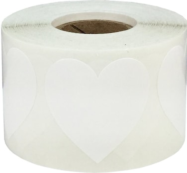 White Heart Stickers Valentine's Day Crafting Scrapbooking 1.5 Inch 500 Adhesive Stickers