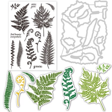 INFUNLY Plant Die Cuts Leaf Metal Cutting Dies Fern Leaf Clear Stamps Set Embossing Stencil Template for DIY Paper Art Craft Scrapbooking Photo Album Decor