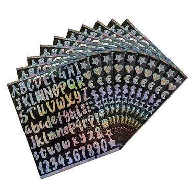 MultiValue 810 PCS Letter Stickers, 10 Sheets 1Inch Waterproof Scrapbook Stickers Lowercase&amp;Capital Letter&amp;Number Sticker Sparkling Alphabets Stickers Bulk Letter Patches for Water Bottle (Reflective)