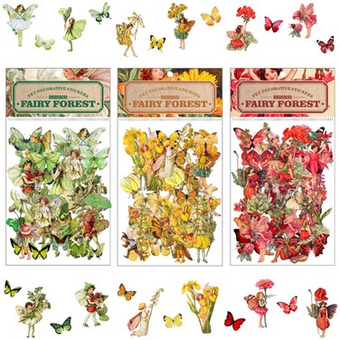 Vintage Fairy Stickers for Journaling, Transparent Flower Fairy Stickers for Scrapbook Junk Journal Supplies Bullet Journaling DIY Crafts Album Phone Cases Laptops Calendars Notebook (SetB)