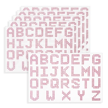 156PCS Pink Rhinestone Letter Stickers, 6 Sheets Glitter Self-Adhesive Diamond Alphabet Stickers, Bling Crystal Letters Sticker for DIY Art Craft Clothing Decor